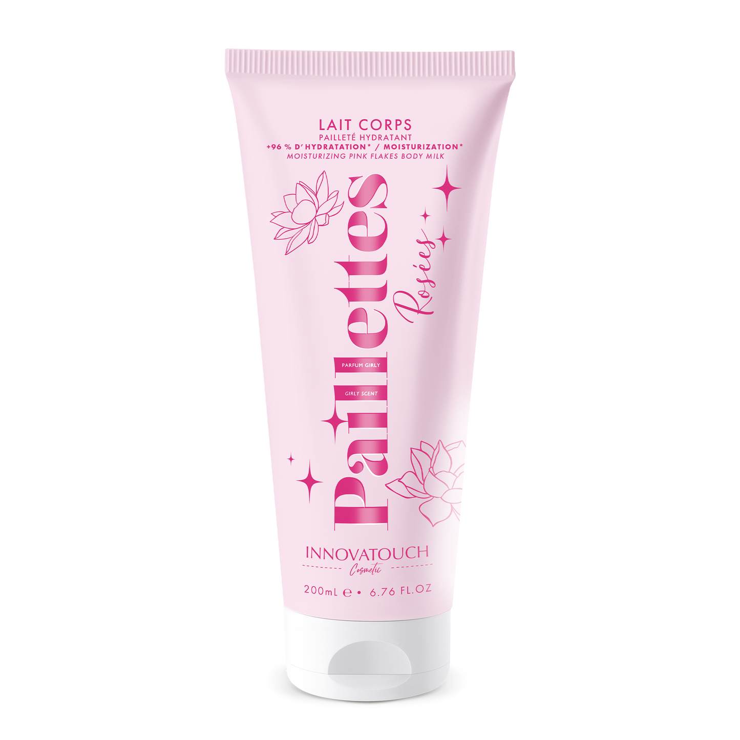Lait Corps Girly Paillettes Rosées – Hydratant & Sublimant – 200ml