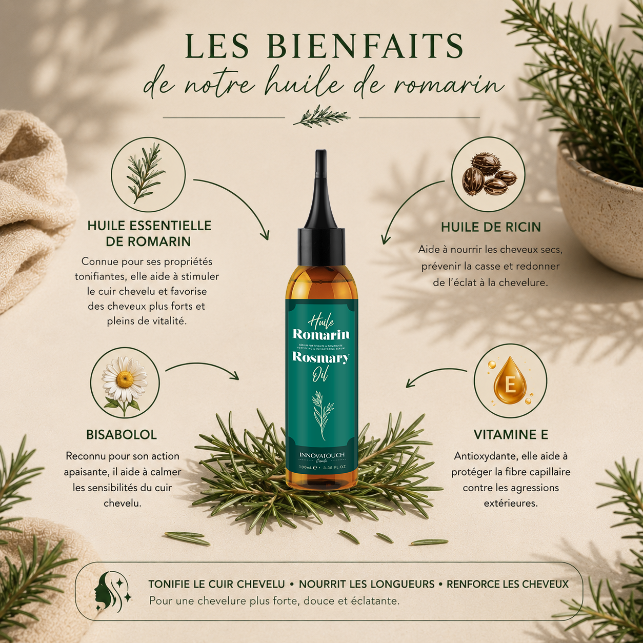 Huile de Romarin Soin Capillaire